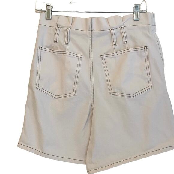 Free People Cream Paper Bag Waist Button Fly Shorts Size 0 - Picture 2 of 6